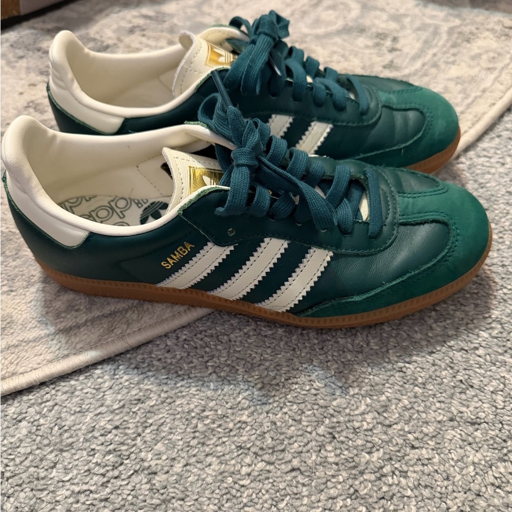 Adidas Samba Green and White Sneakers